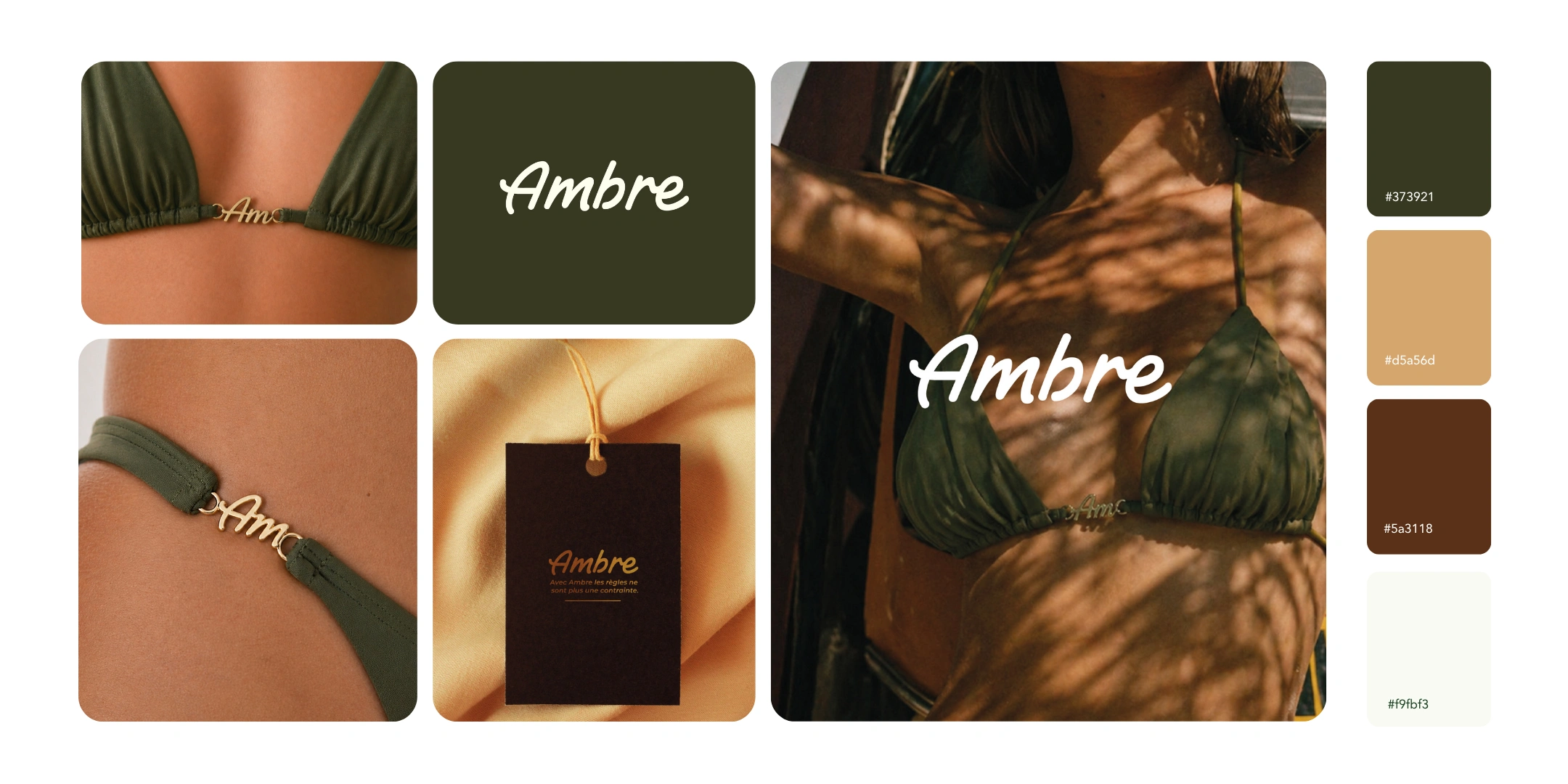 Identité visuelle Ambre marque maillots de bain féminins premium