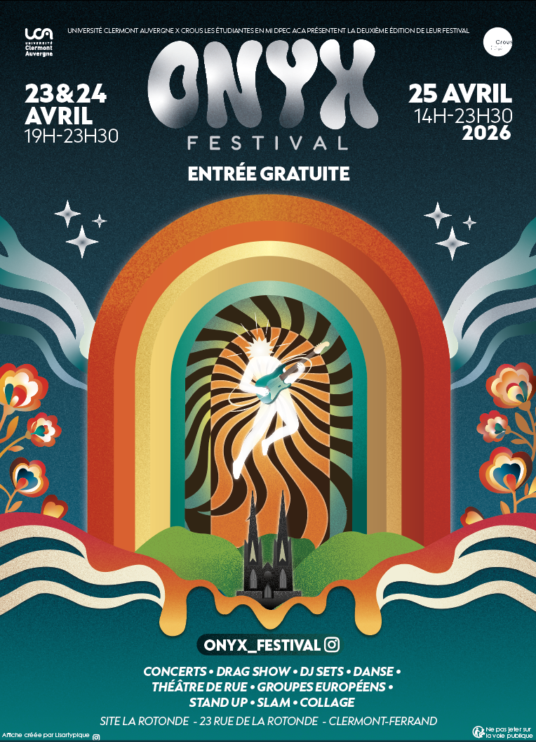 Affiche principale Onyx Festival design psychédélique
