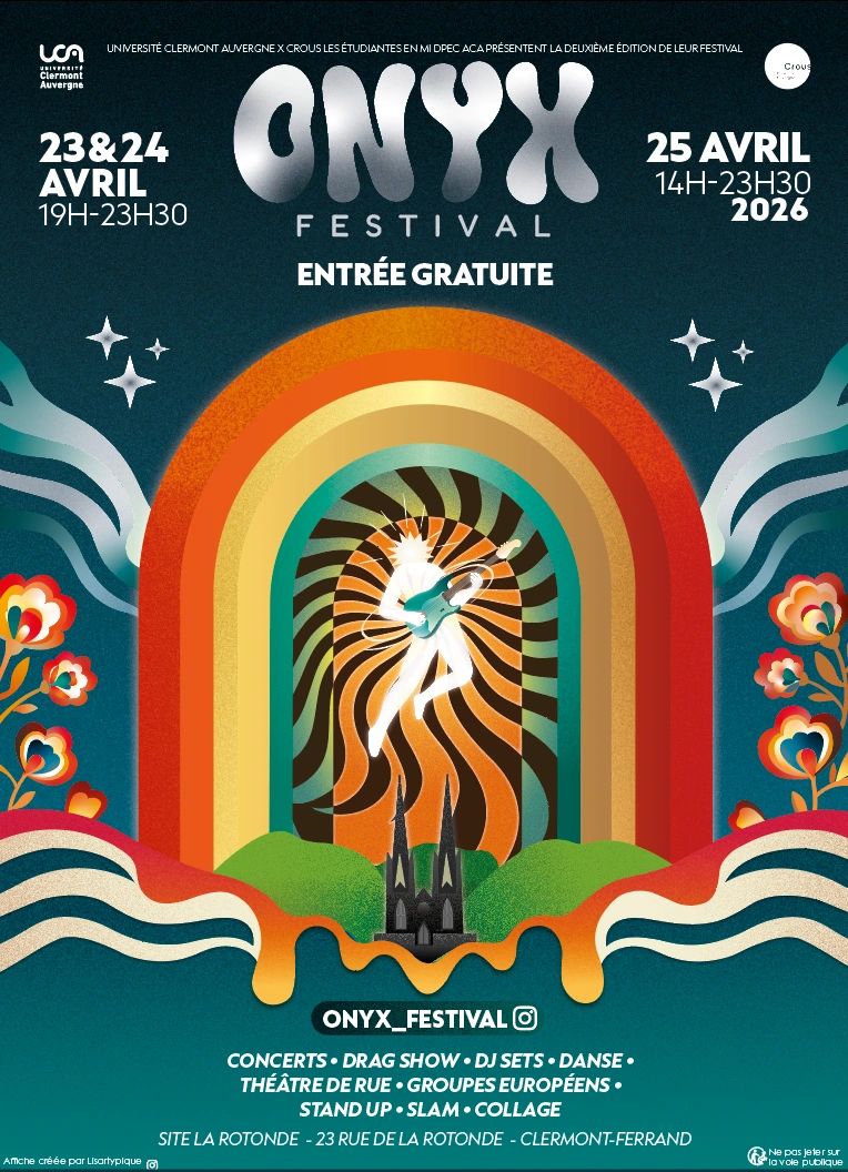 Affiche principale Onyx Festival design psychédélique