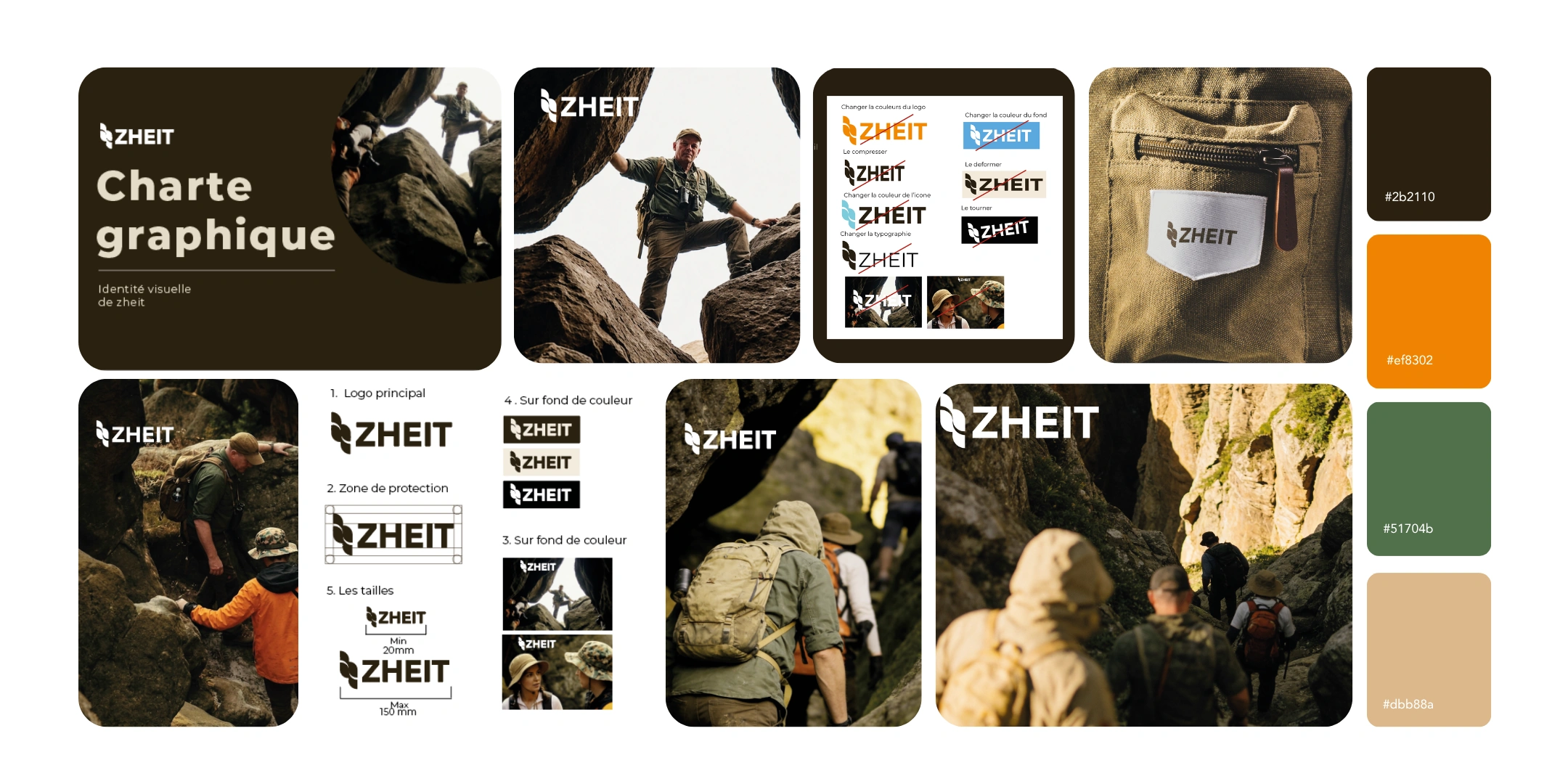 Identité visuelle Zheit marque équipements randonnée outdoor